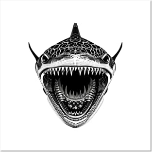 Front-Facing Shark With Wide Open Mouth For Shark Enthusiast Posters and Art